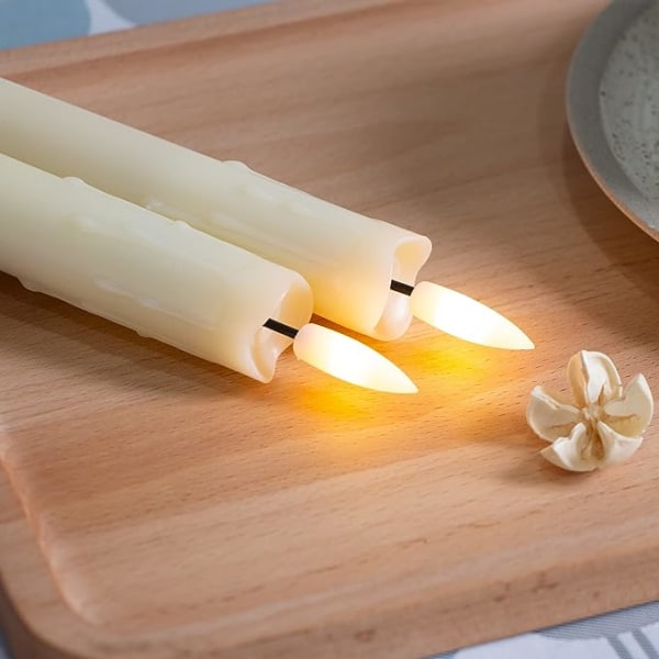 Flameless Flicker Candles, 1 Remote Control, 17CM Ivory, Battery Operated LED Window Candles, Timer, Set of 6 Wax Effect Flameless Plastic Candles (2c