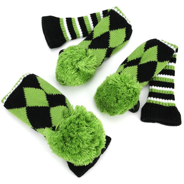 3 Stykker Polyester Uld Strik Golf Putter Head Cover Træ Club Headcovers Tilbehør Grøn