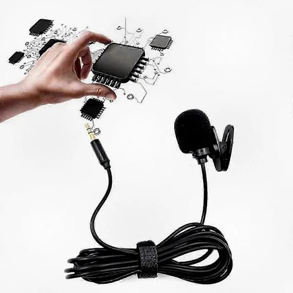 Mini Stereo Lavalier Mikrofon med 3,5 mm Plugg for PC, Lydkort, Kamera - 2 m Kablet Mikrofon