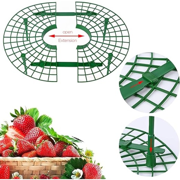 Strawberry Ram Set om 5 - Justerbar jordgubbshållare med 4 ben - Växtstöd - Snigelskydd - Skydd mot röta och mögel