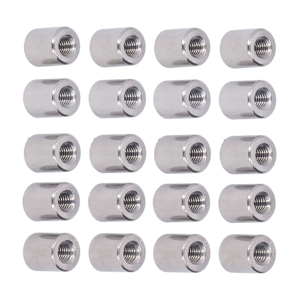 20-pack M6 Honmutter Runda Koppling - Cylindriska Kopplingmutter i 304 Rostfritt Stål