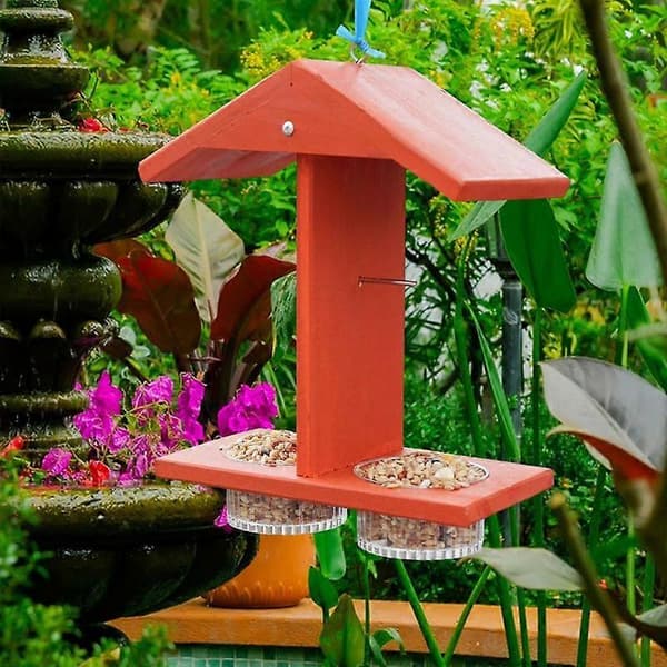 【02】fuglefoderbræt til udendørs fodringsstation til oriole vejrbestandig dobbeltkopper fuglefoderbræt til have terrasse dæk balkon