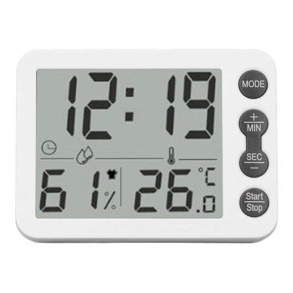 Indendørs Digital Temperatur- og Luftfugtighedsmåler Multifunktionel Elektronisk Termometer Hygrometer med Alarmfunktion Hvid Sort Nøgle