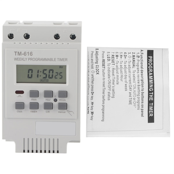 12V Digital elektrisk Slitesterk Programmerbar Smart Control Switch Timer (Hvit)