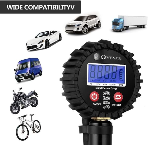 Digital dæktryksmåler 250 PSI Høj nøjagtighed Digital dæk Pr