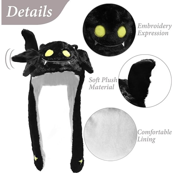 Ear Moving Jumping Hat Funny Plush Ghost Hat Unisex øreklaffer