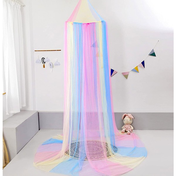 1 stk Dome Baby Myggenet Gratis installation Børn Sødt og smukt sengegardin (Rainbow Colo)