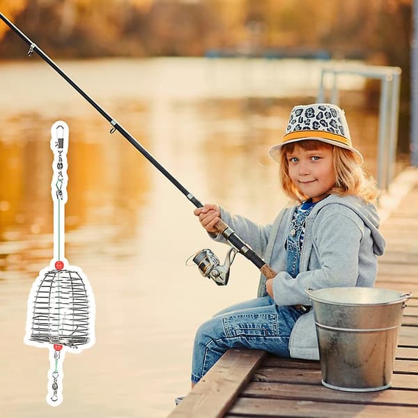 Hul lokkemadskurv til fiskeri Rustfri fiskefoderholder til karper og krabber Large Size