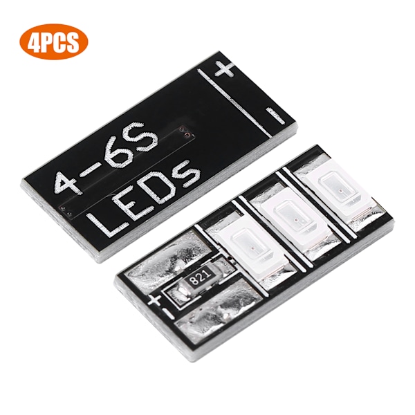 4 stk. Tiny 4‑6S Mini LED Lysbræt RC Røde LED Sæt til FPV Racing Frame Kit