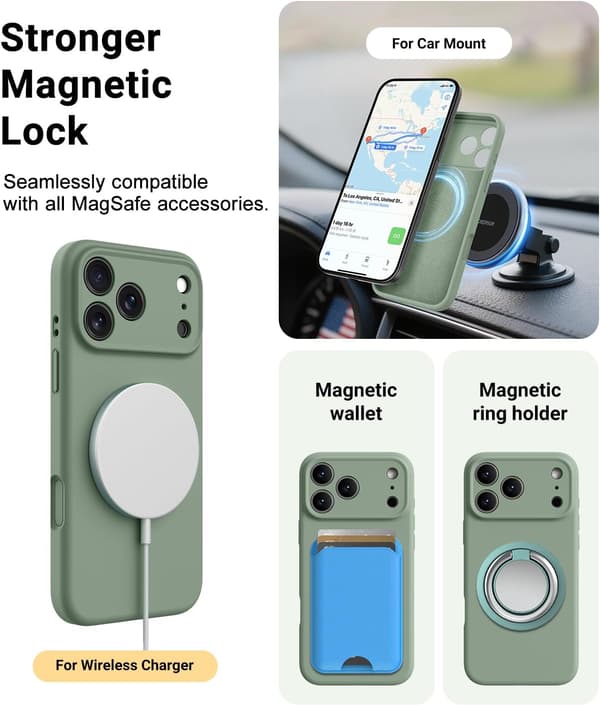【bt02】Ultra Thin MagSafe Case for iPhone 17 Pro - Soft Silicone, Lime Green iPhone 17 Pro iPhone 17 Pro Vert calke