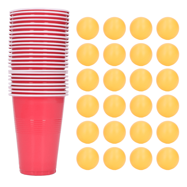 24st Beer Pong Game Kit Plast PP Engångsmuggar Pongbollar för julhelgen Collegefester inomhus utomhusaktivitet