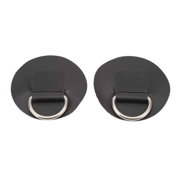 4 stk. sorte PVC D-ring puder til oppustelige både, kajakker og kanoer - rustfrit stål, rund form