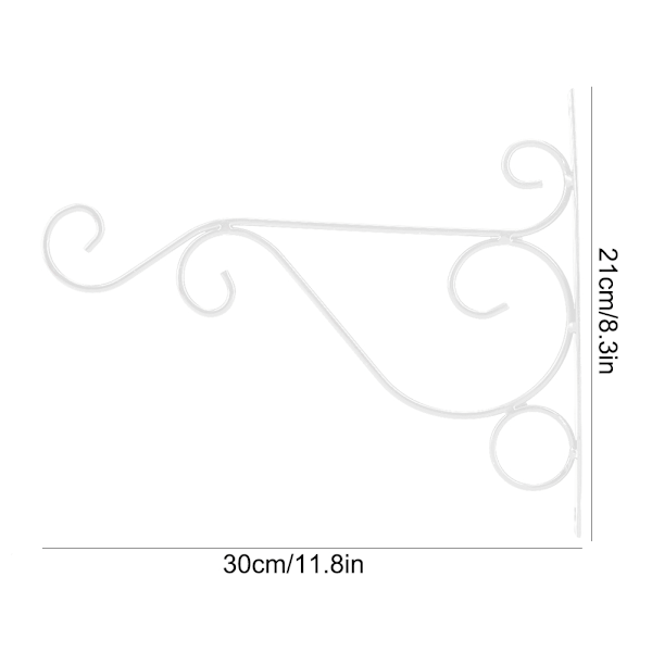 Hvit Jernplante Henger Veggbrakett - Dekorativ Blomsterkrok for Hjem & Hage - 30x21cm