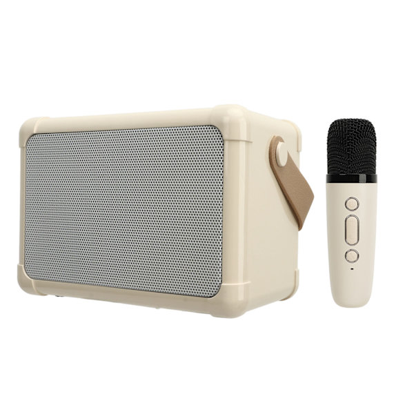 Karaokelaitte Mini BT-kaiutin Langaton Mikrofoni LED-valo 6 Äänitehostetta Suuri Kapasiteetti Akun Karaoke-soitin Beige