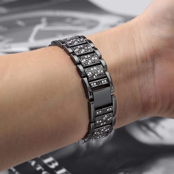 Apple Watch Ranneke iWatch, 38/40/41 kevytmetallinen kimalteleva kristalli pikalukitusranneke, naisten urheilu