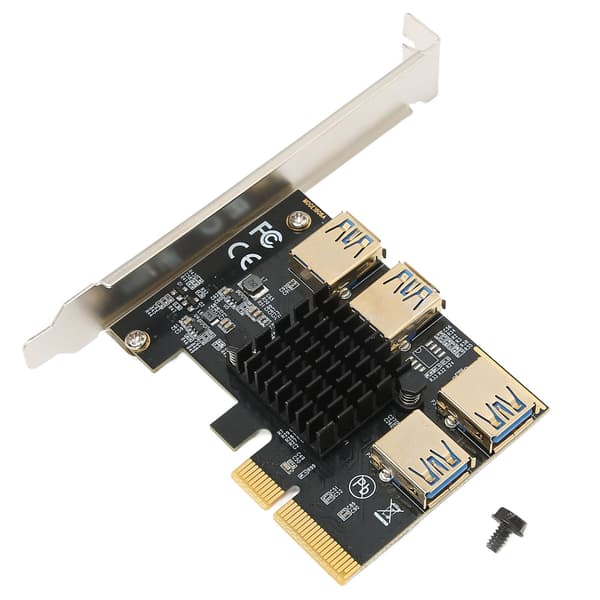 PCIe Riser-kort 1 til 4 PCI Express 16X Slot Adapter USB 3.0 Multiplikator til Mining
