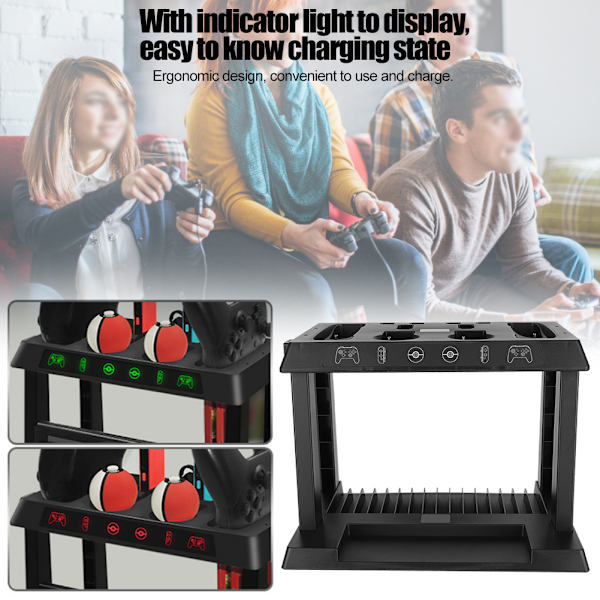 Multifunksjons ABS Laderbase Spillkort Oppbevaringsbrakett Holder for Switch