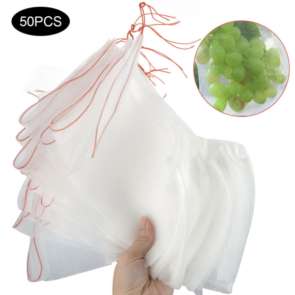 (50 stk) 25*15 cm nylonnetpose frøpose stor frøopblødningspose frugtinsektsikker gaze