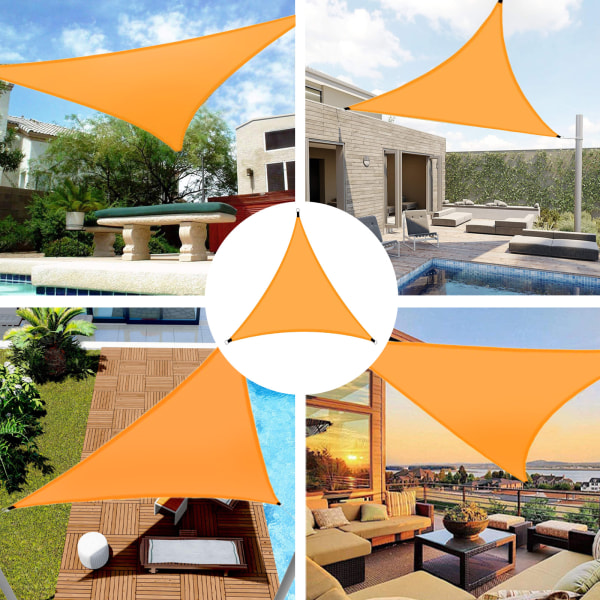 (Oransje 4m) Utendørs trekantet fortelt solskjerming fortelt parasoll seil sammenleggbar landskapsmarkise (400cm*400cm*400cm) Materiale: polyester