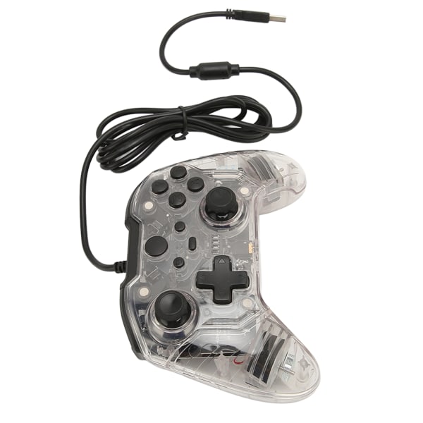 Kablet Game Controller med Dobbelt Vibration, RGB Transparent Skall, Gamepad Joystick til Xbox PC Hvid