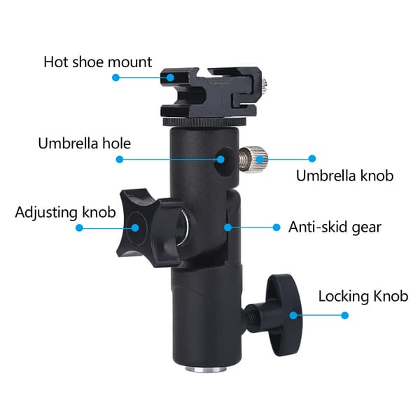 Aluminiumslegering E Type Flash Stand Beslag Hot Shoe Mount Adapter Paraplyholder