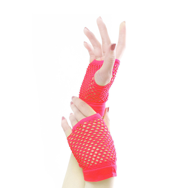 Mesh Kortar Handskar Andningsbara Elastiska Klassiska Fingerlösa Fiskgarn Handskar för Bröllop Fest Cosplay Prestanda Ros Röd