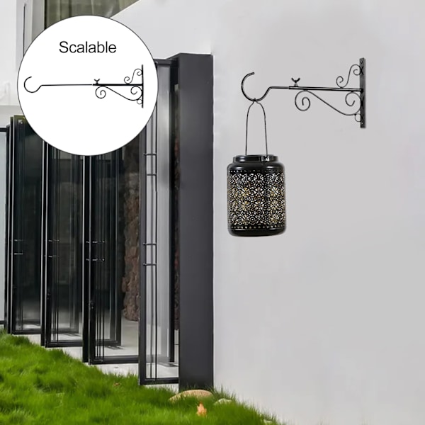 (Lille Fugl) Justerbar Teleskopisk Blomsterkurv Hængekrog Udendørs Balkon Fuglefoder Væghæng (30*24cm) Materiale: Jernkunst