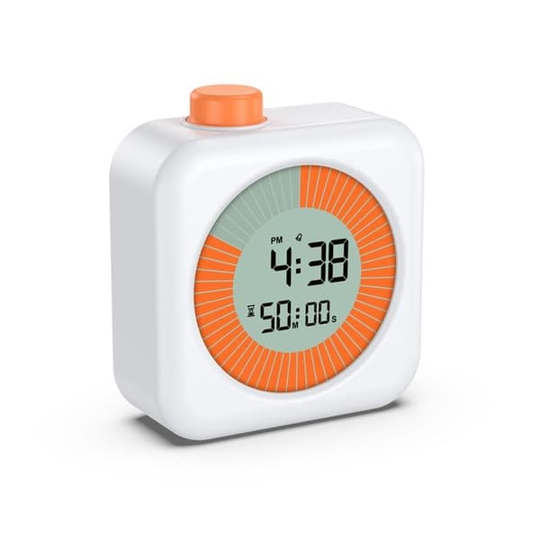 (Hvit) Kjøkkentimer, Digital visuell timer, Klokke- og alarmfunksjon, 12/24 timer, For læring, trening, matlaging
