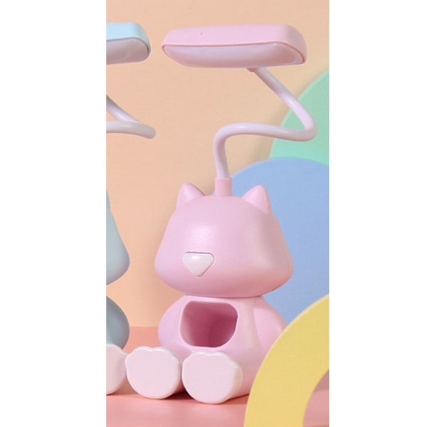 Söt Kawaii Cartoon Skrivbordslampa för Barn - Flexibel Svanhals USB Laddningsbar Ögonvänlig Nattlampa, Perfekt Present till Pojkar och Flickor i Rosa