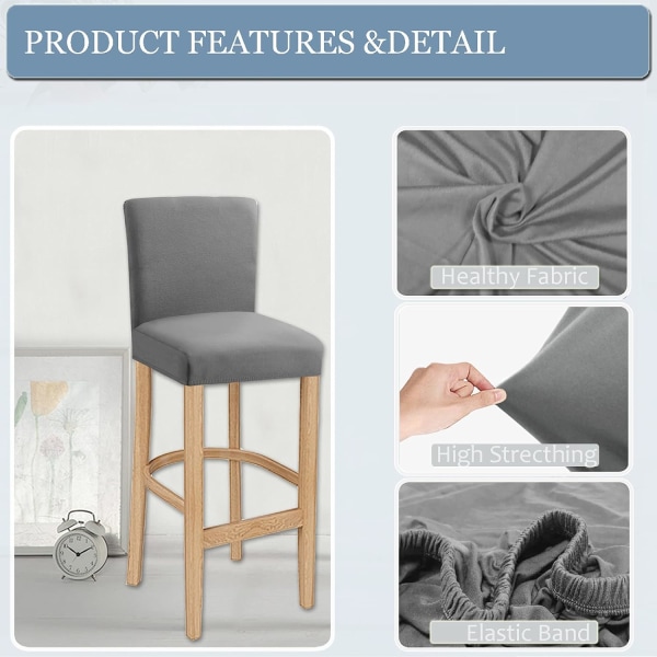 Barstolsöverdrag, avtagbar stretchbar, tvättbar cover för kort svängbar matstol Ryggstol Barstolsstol (Tibet, 2 st)