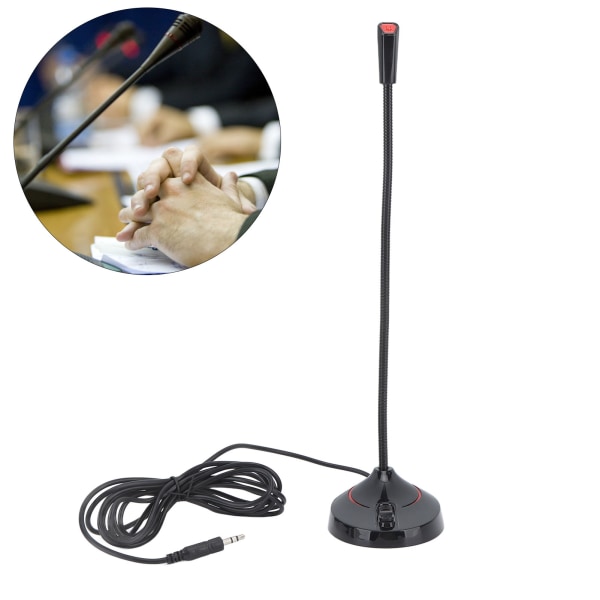 Svanehals Trådløs Mikrofon Svart 360 Grader Opptak Desktop Svanehals Mikrofon for Karaoke Konferanse Opptak 3.5mm