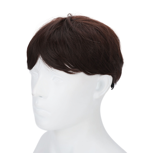 Kort parykk, fasjonabel, fluffy syntetisk parykk for menn, cosplay, halloween, maskerade, mørkebrun