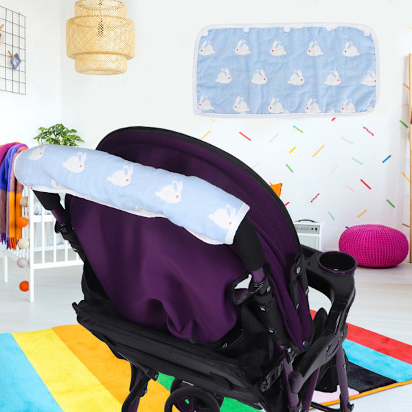 Blå Mjuk Svett-Absorberande Handtagsöverdrag för Babyvagnar - Skyddande Vagntillbehör