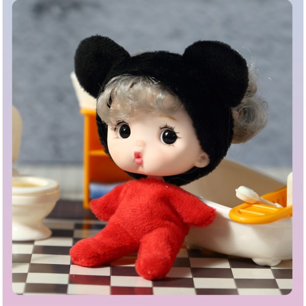 6-delers dukke pyjamas dagbok 11 cm Mini Puppet Doll Søt dukke
