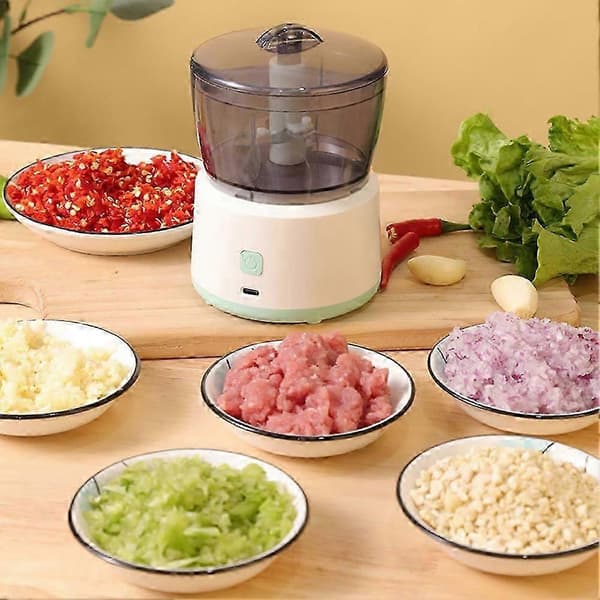 225 ml Babymadprocessor Trådløs Elektrisk Blender Multifunktionel Madmixer og Kværn til Kød/Hvidløg/Krydderier White