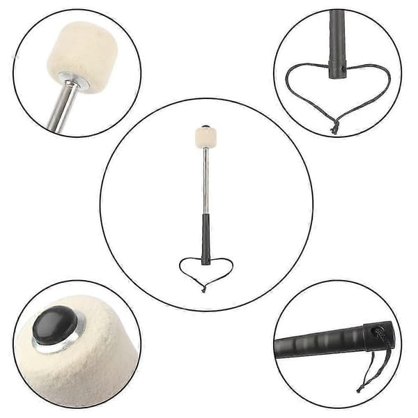 【bt02】Durable Bass Drum Mallet Drumstick with Wool Felt Head Percussion Marching Band Accessory
