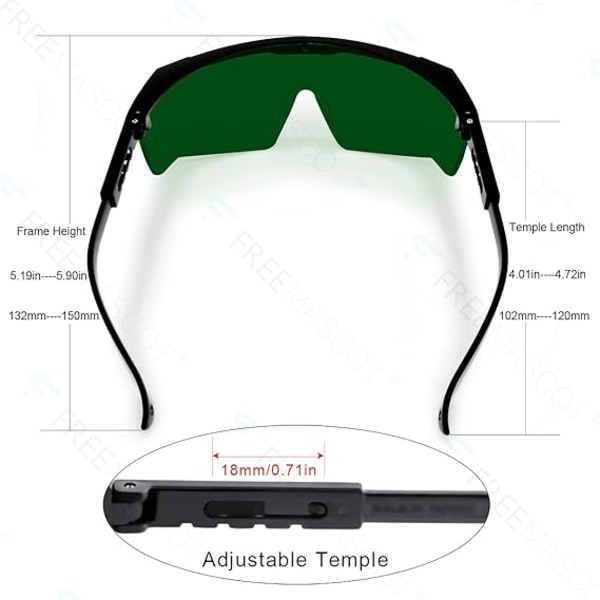 IPL 200nm-2000nm Laser Vernebriller for Laser Hårfjerning Behandling og Laser Cosmetology Operatør Øyebeskyttelse med etui (grønn)