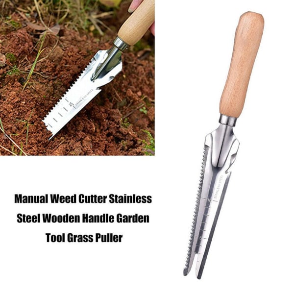 Rostfritt stål trähandtag gräsklippare skära för att ta bort ogräs från trottoarluckor trädgårdsredskap bild färg 1
