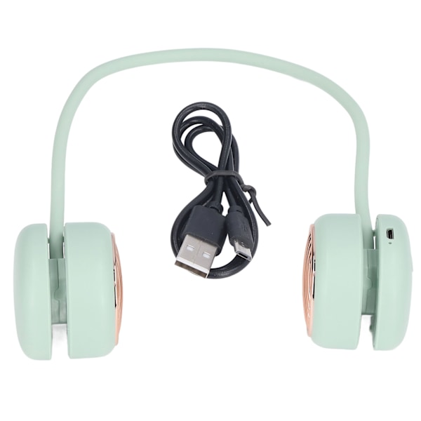 Halsfläkt 5 Hastigheter 720 Grader Justerbar USB Laddning Infällbar Slang Handsfree Bärbar Fläkt för Löpning Cykling Grön
