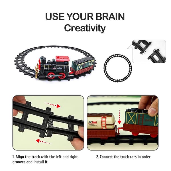 Retro damptog legetøjssæt til jul med lys og lyd til børn