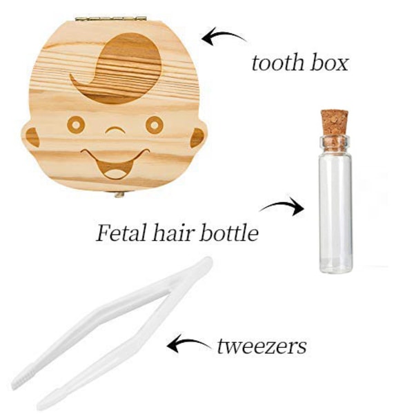 Lasten hammaslaatikko, baby hampaiden säilytyslaatikko Tallenna puisessa säilytyslaatikossa Henkilökohtainen lehtipuiden muistolaatikko