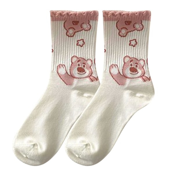 1 Pari Naisten Karhusoppia Cartoon Sweet Cute Print Tytöt Preppy Style Polyester Medium High Pink Type 5