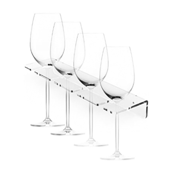 2-delt veggmontert akryl vinglassholder: Plassbesparende vinglassstativ under skap - Rommer 8 glass, klar design
