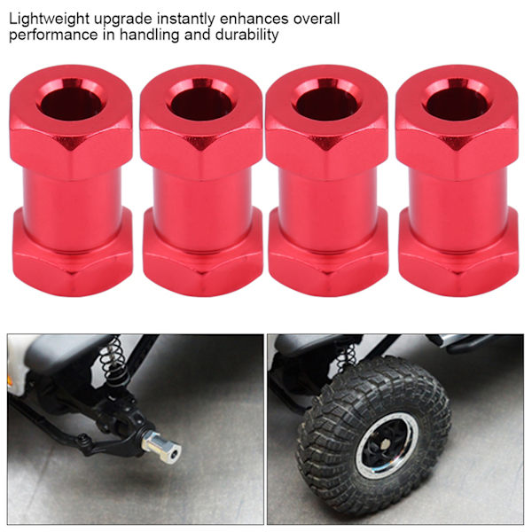 4 st 12mm RC Hex Hjulnavsadapter i Metall för D90 AX10 CC01 SCX10 F350 Crawler (20mm Röd)