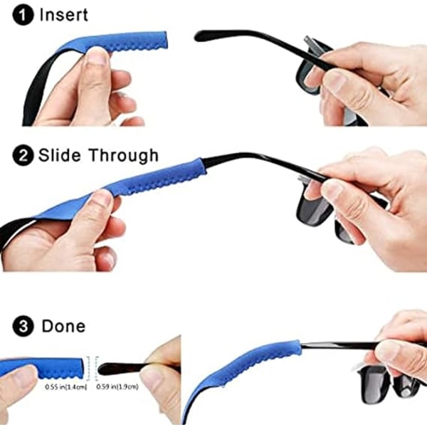 6-pack flytande sportglasögonband i neopren för sportglasögon, solglasögon och läsglasögon - för män och barn
