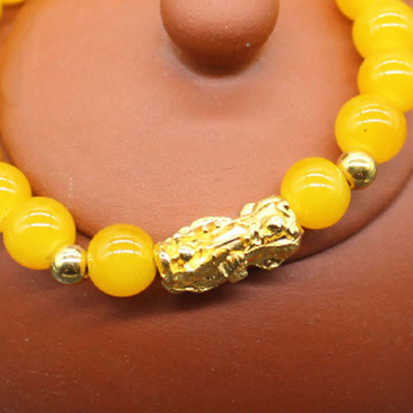 Pärl armband Lätt Matchning Fint Hantverk Snygg Smycke Armband för Meditation Present Gul