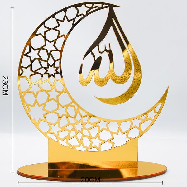 Ramadan Dekoration Eid Mubarak Motiv Akryl Spegelprydnad Guldfärg E
