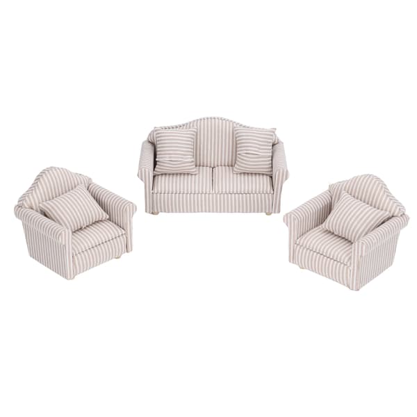 Miniature Sofasæt Simulationsdukkehussofa med puder til 3 år og opefter