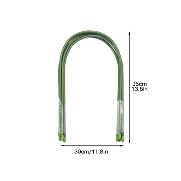 (10 STK) Tyk 0,8 cm bred 25 cm høj 55 cm plastbelagt stålrøralbue buet havebueramme til drivhus