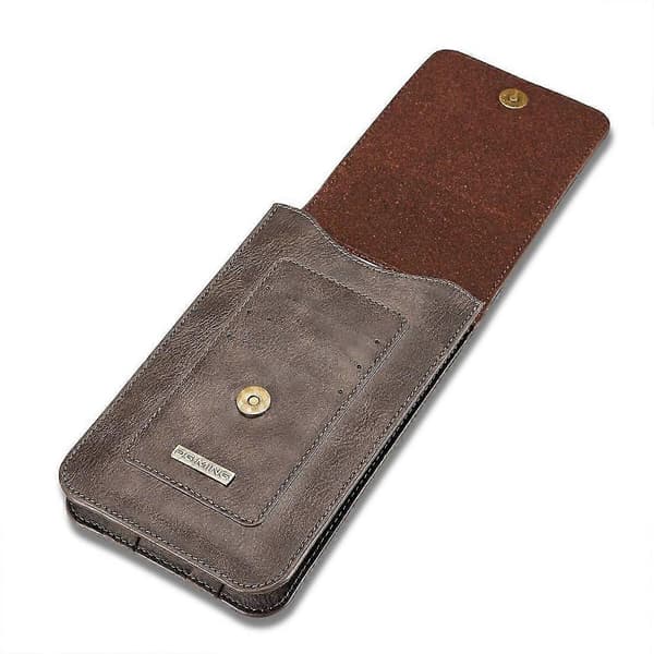 DG.MING Universal Cowskin Leather Protective Case Waist Bag Grey